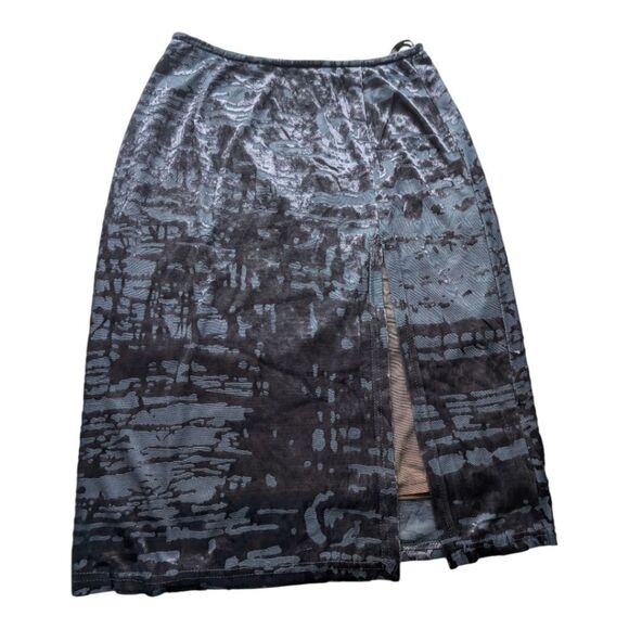 Grey Black Burnout Velvet Party Skirt Size S - Picture 5 of 12